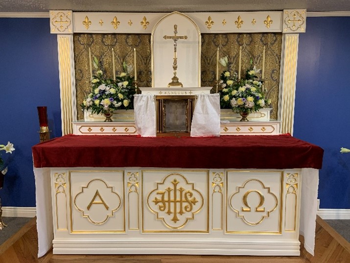 Aerial view: render of building project chapel and parking lot